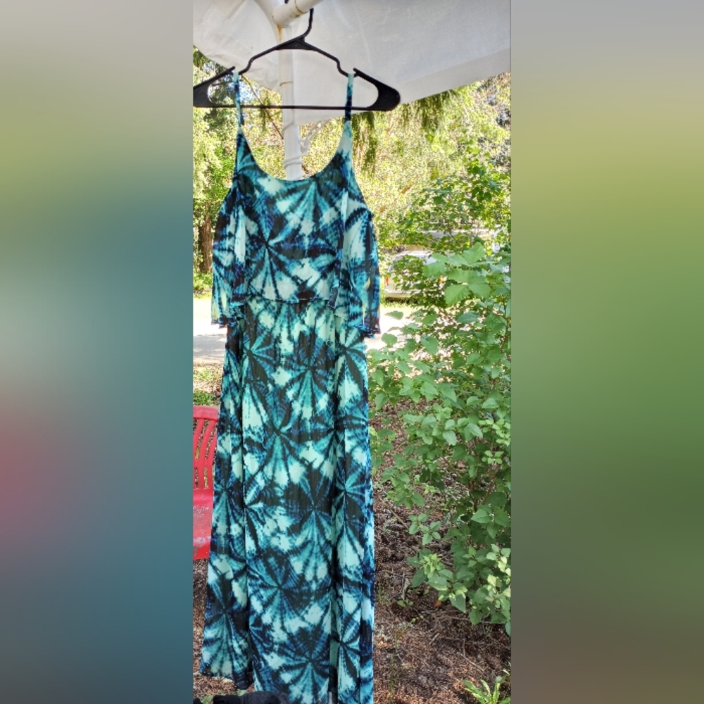 Tye-dye blue summer dress